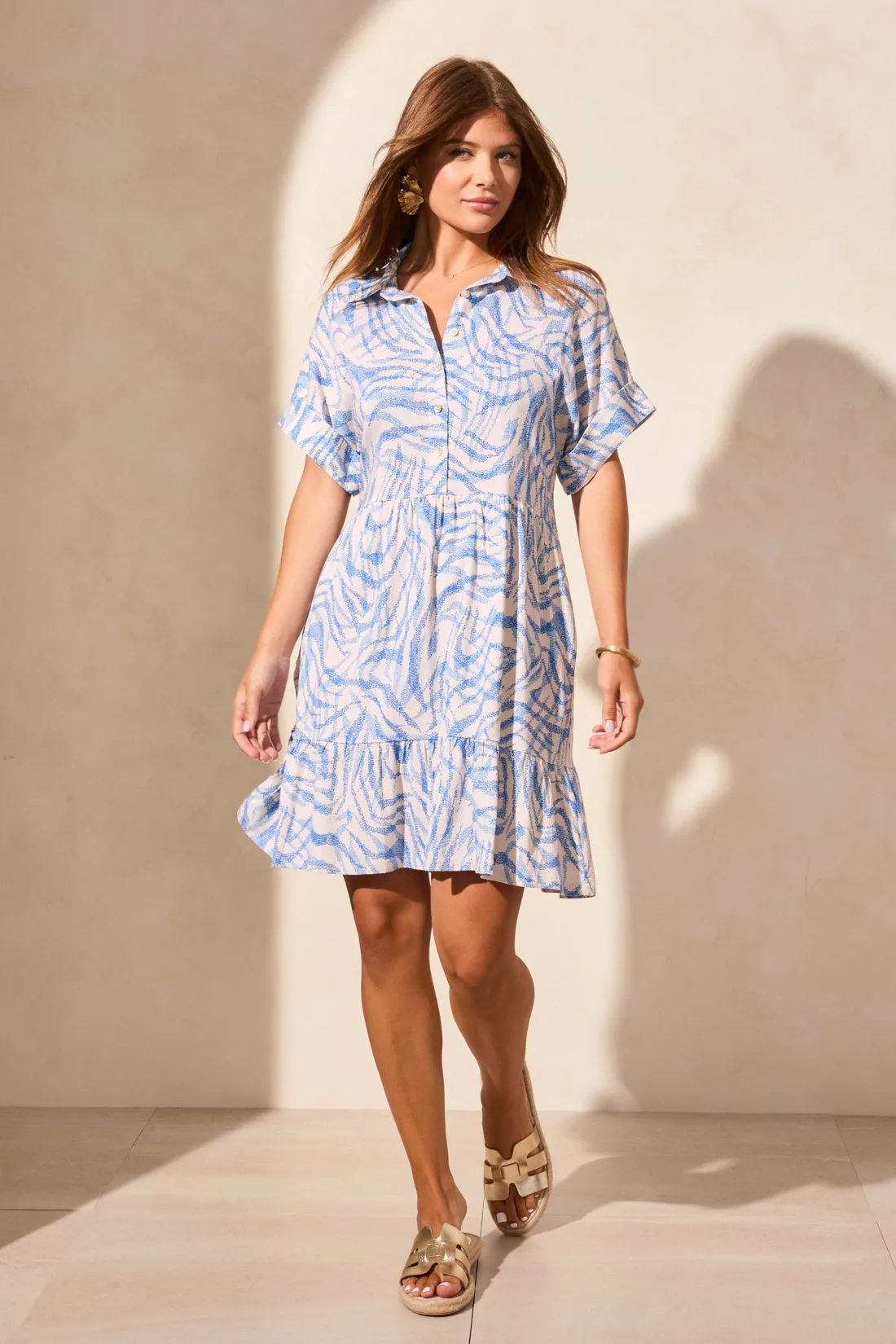 Printed Short-Sleeve Flounce Dress-Seashell sold by Tribal product image thumbnail 3