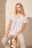 Embroidered Eyelet Short-Sleeve Notch Neck Top-White sold by Tribal
