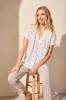 Embroidered Eyelet Short-Sleeve Notch Neck Top-White sold by Tribal