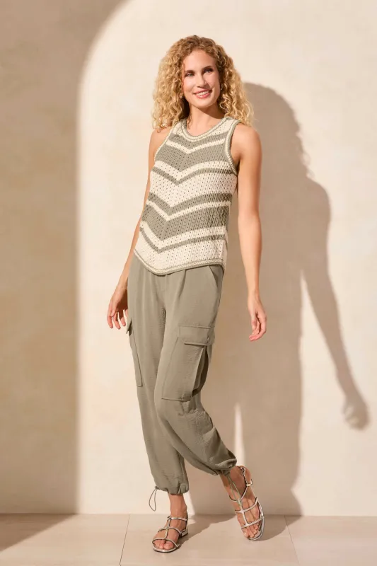 Sleeveless Crew Neck Cotton Sweater-Dustysand sold by Tribal