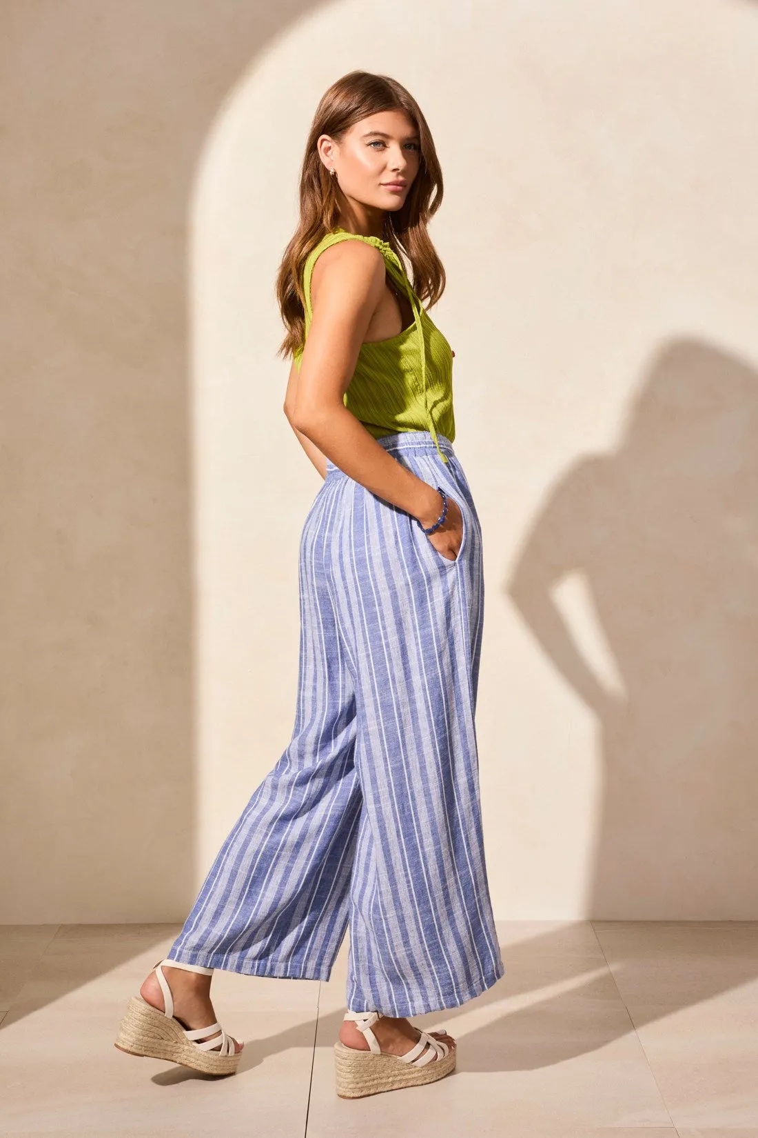 Linen Blend Striped Flowy Pants-Calypso Blue sold by Tribal product image thumbnail 2