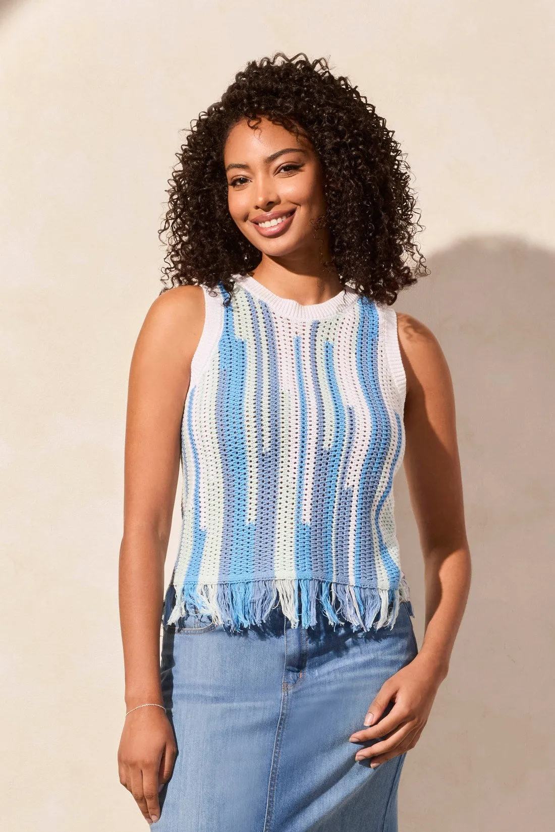 Fringe Cotton Sweater Cami-Sailboatmulti sold by Tribal product image thumbnail 2