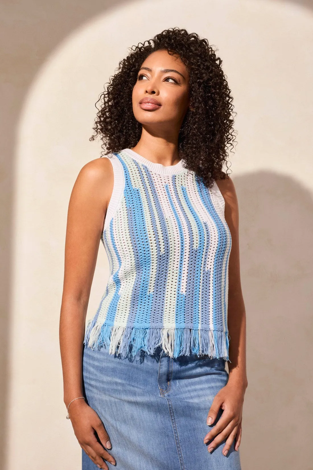 Fringe Cotton Sweater Cami-Sailboatmulti sold by Tribal product image thumbnail 4