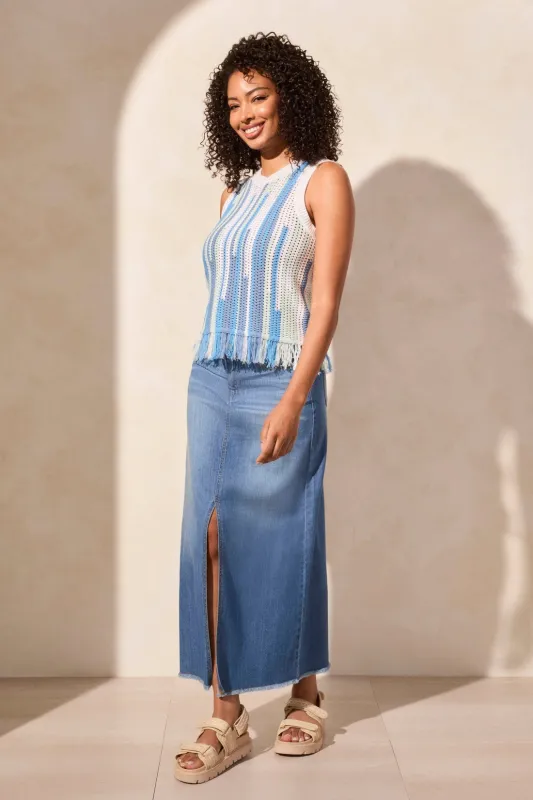 Fringe Cotton Sweater Cami-Sailboatmulti sold by Tribal