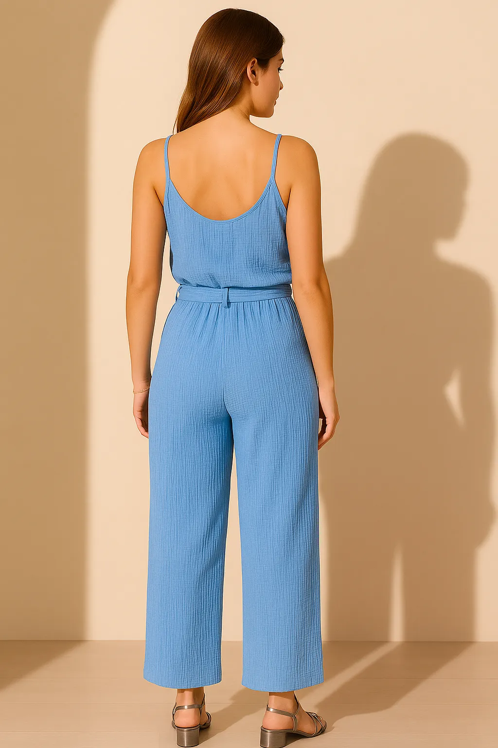 Cotton Gauze Button-Front Jumpsuit With Sash-Sailboat sold by Tribal product image thumbnail 2