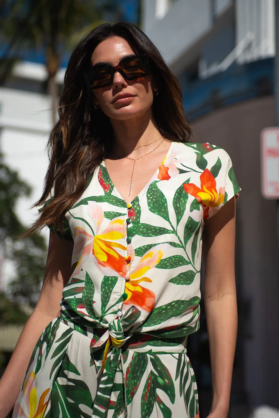 Printed Tie-Hem Button-Front Blouse-Koloa sold by Tribal product image thumbnail 2