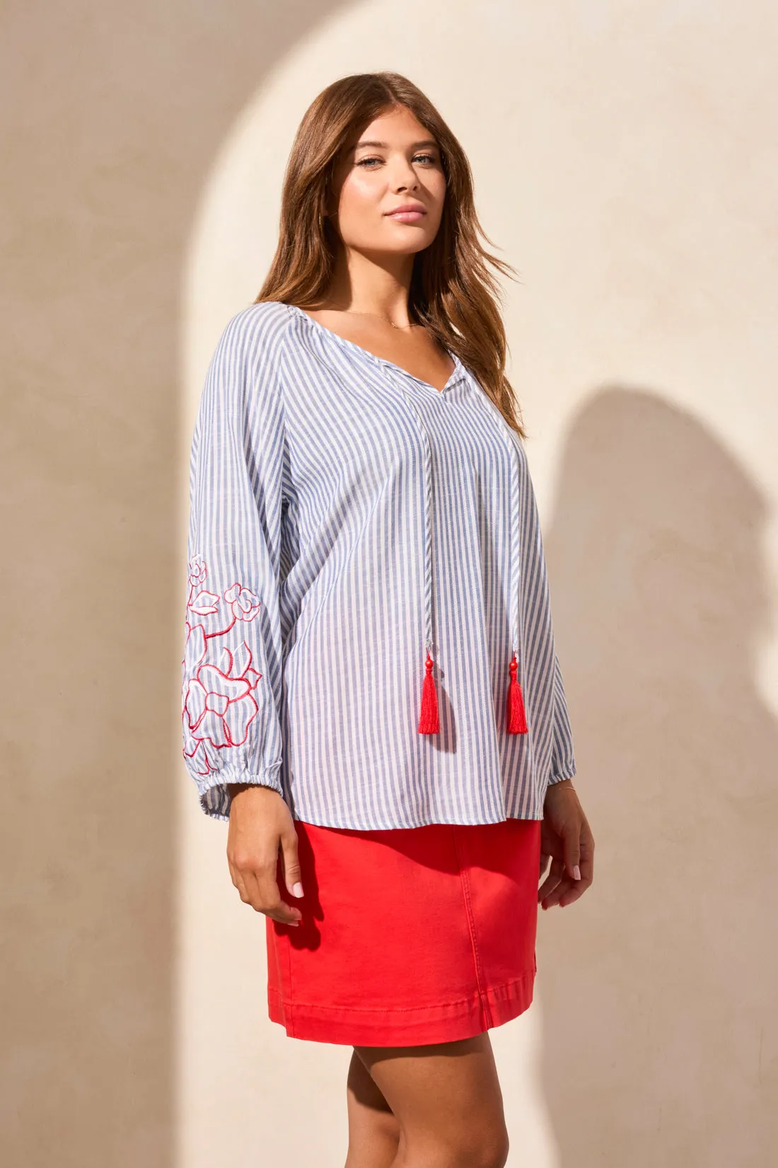 Embroidered Puff-Sleeve Blouse-Sailboat sold by Tribal product image thumbnail 2