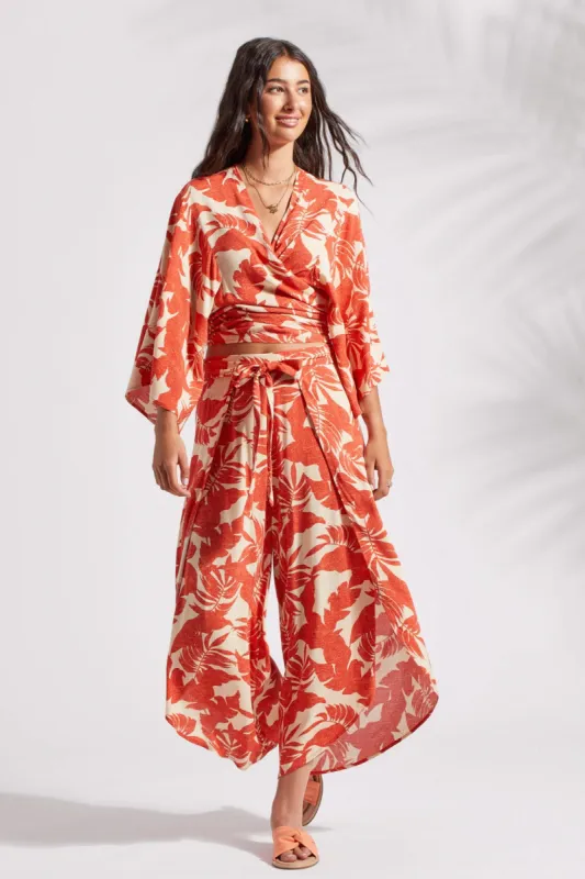 PRINTED FAUX WRAP COVER-UP PANTS WITH SASH-Napali sold by Tribal