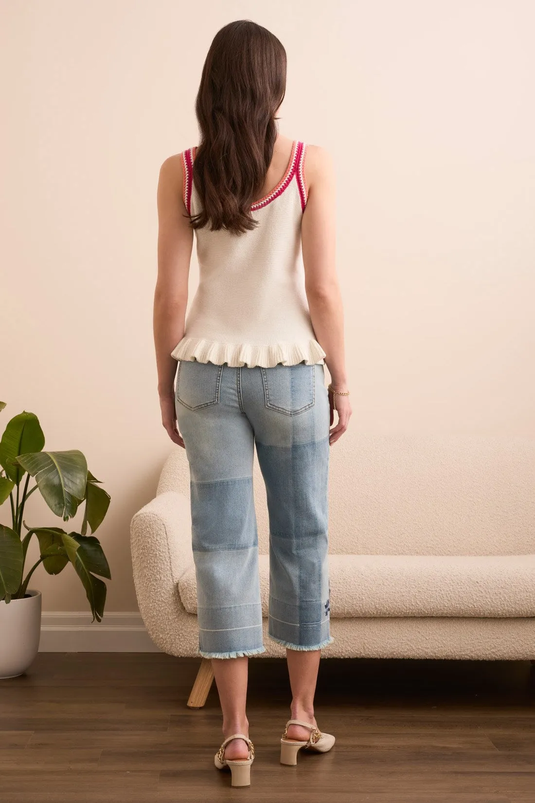 Combed Cotton Crochet Scoop Neck Sweater Tank-Summerwhite sold by Tribal product image thumbnail 4