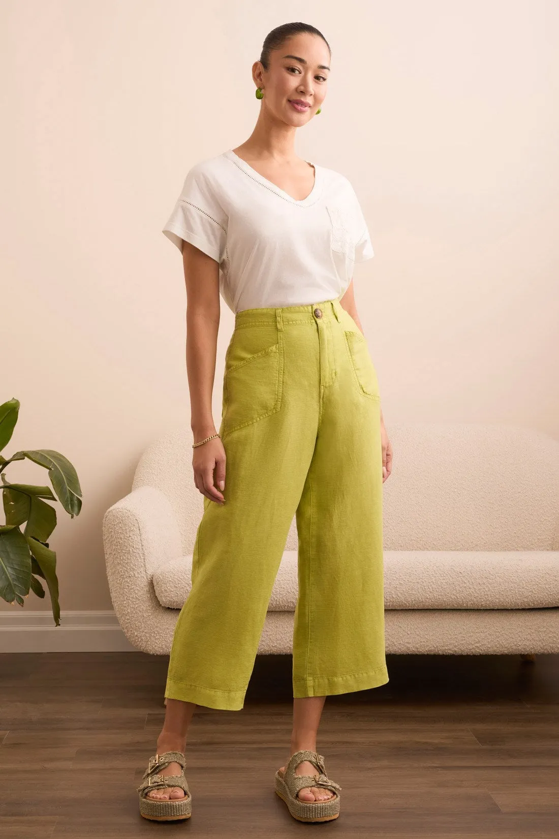 Textured Lyocell® Brooke Wide Flowy Pants-Key lime sold by Tribal product image thumbnail 2