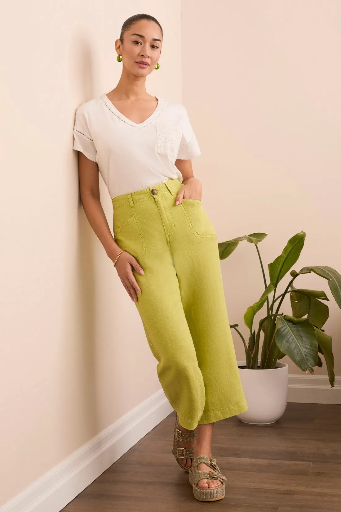 Textured Lyocell® Brooke Wide Flowy Pants-Key lime sold by Tribal product image thumbnail 3