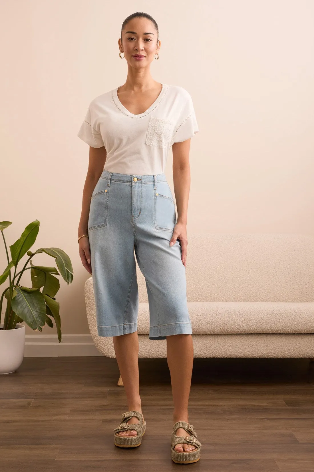 Audrey Girlfriend Flowy Palazzo Capri-Bluetropic sold by Tribal product image thumbnail 4