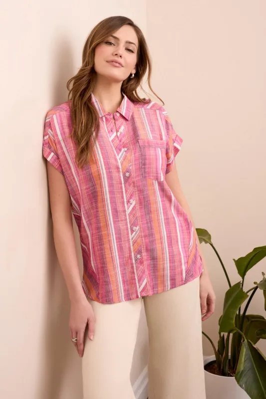 Button-Up Shirt With Asymmetrical Panels-Veryberry sold by Tribal