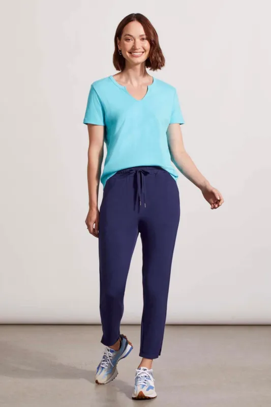 COTTON RIB NOTCH-NECK TOP WITH SHORT SLEEVES-Laguna sold by Tribal