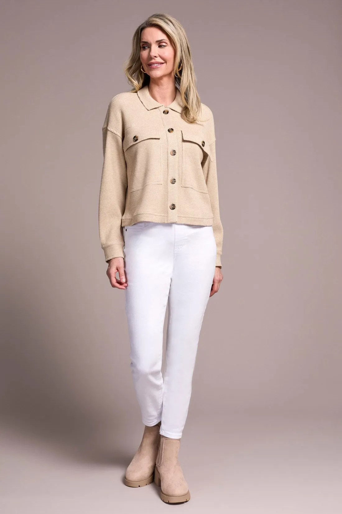 Brushed Waffle Knit Shacket-Oatmeal sold by Tribal product image thumbnail 2