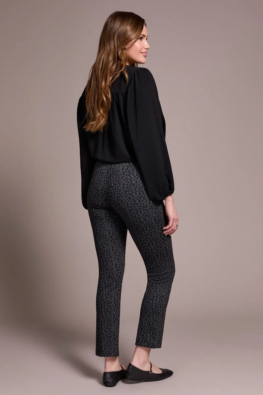 Printed Ponte Pull-On Wide Leg Ankle Pants-Black sold by Tribal product image thumbnail 4