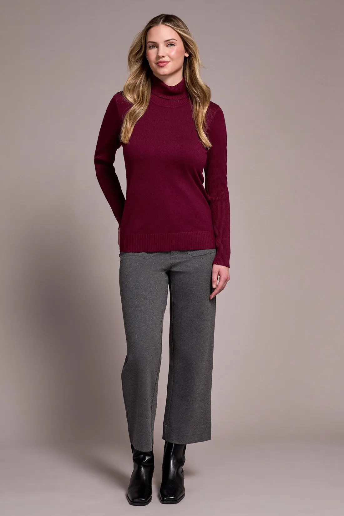Lightweight Turtle Neck Sweater-Wine sold by Tribal