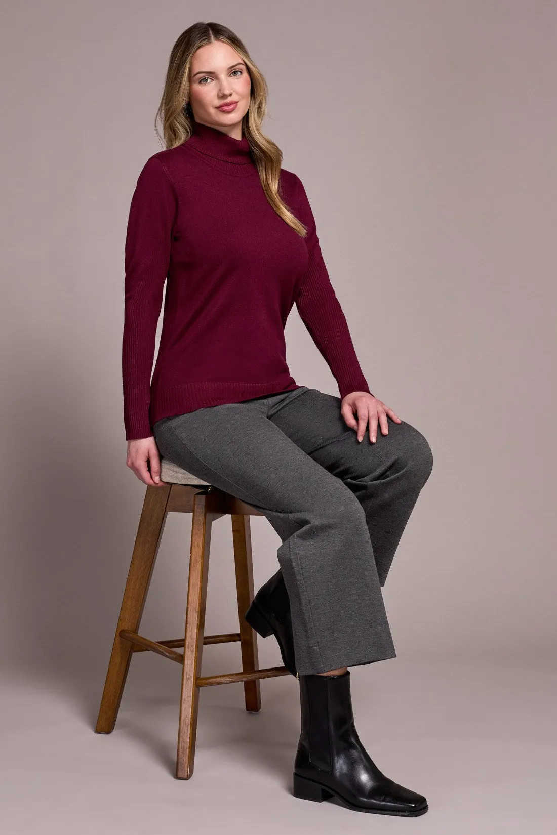 Lightweight Turtle Neck Sweater-Wine sold by Tribal product image thumbnail 3