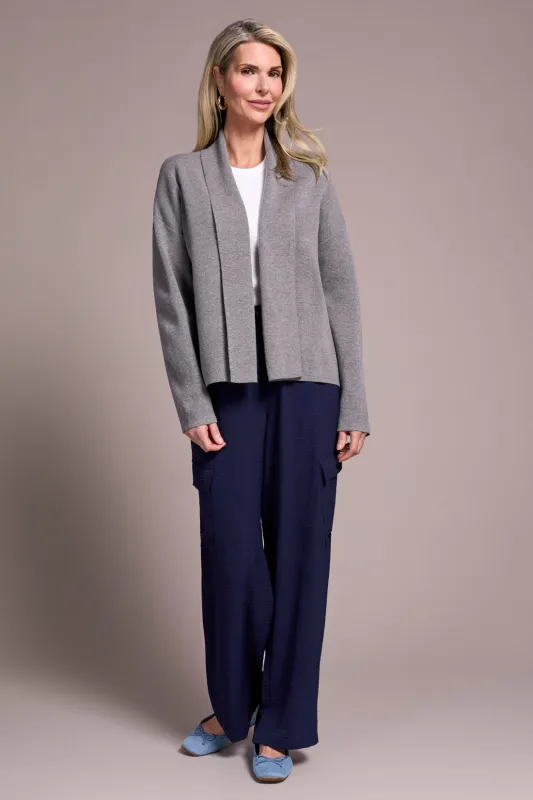 Double Knit Shawl Collar Coatigan-H charcoal sold by Tribal