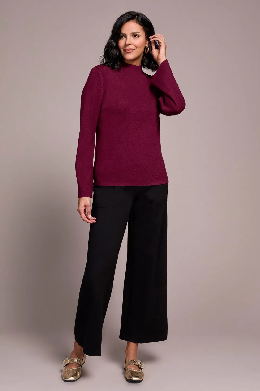 Long Sleeve Funnel Neck Sweater-Wine sold by Tribal product image thumbnail 3