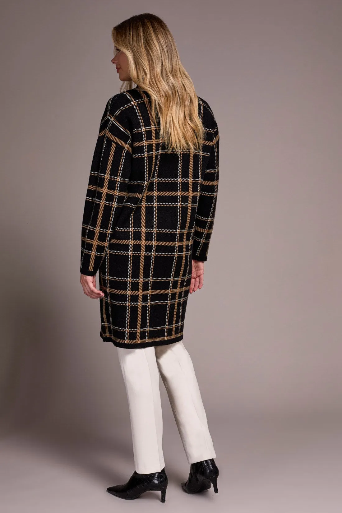 Double Knit Long Plaid Coatigan-Black sold by Tribal product image thumbnail 4