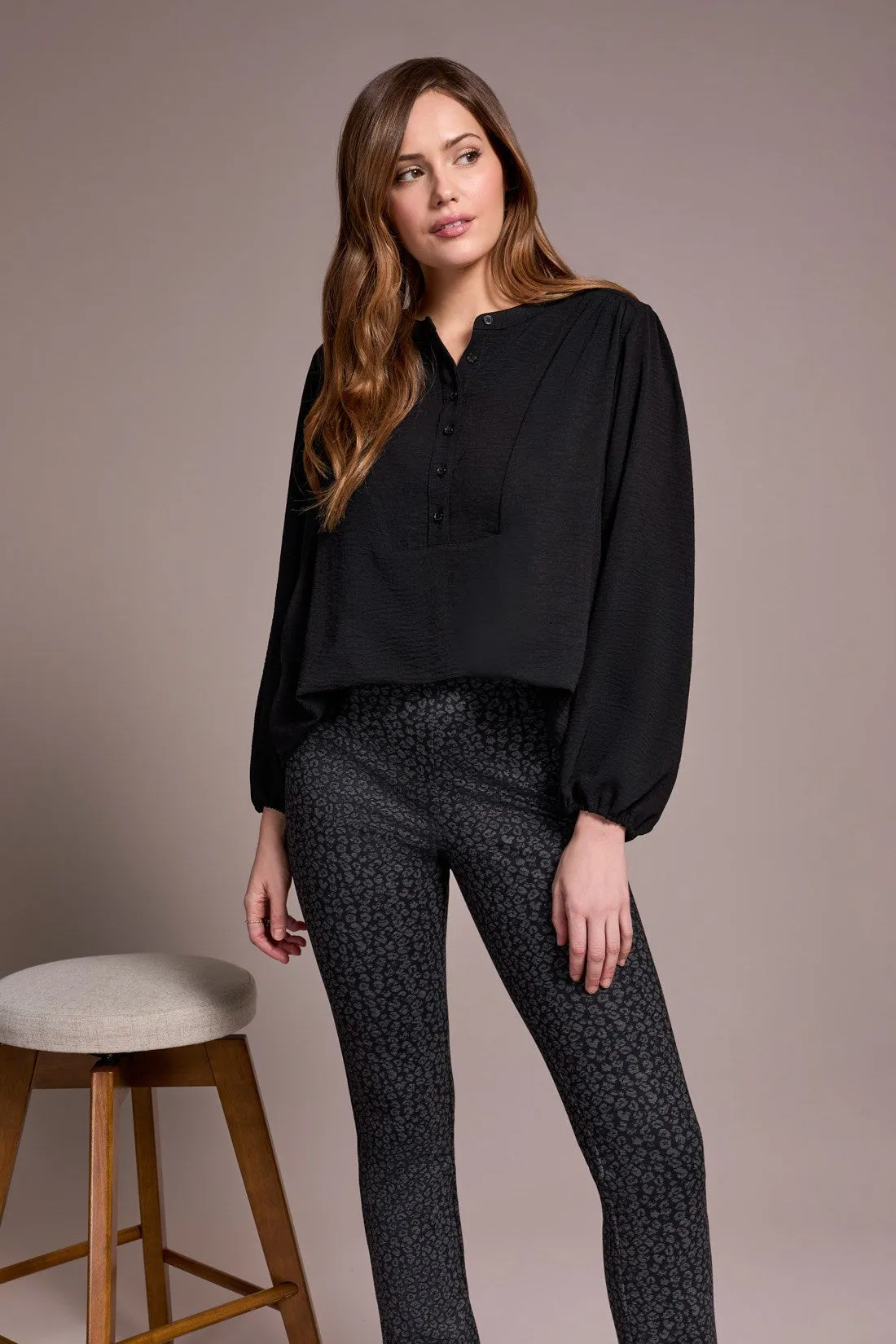 Airflow Long Sleeve Mandarin Collar Blouse-Black sold by Tribal product image thumbnail 3
