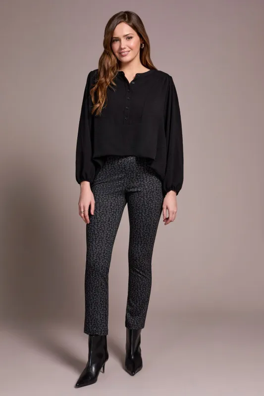 Airflow Long Sleeve Mandarin Collar Blouse-Black sold by Tribal