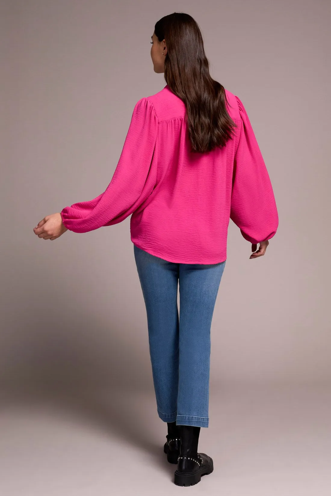 Airflow Long Sleeve Mandarin Collar Blouse-Cherrypink sold by Tribal product image thumbnail 4