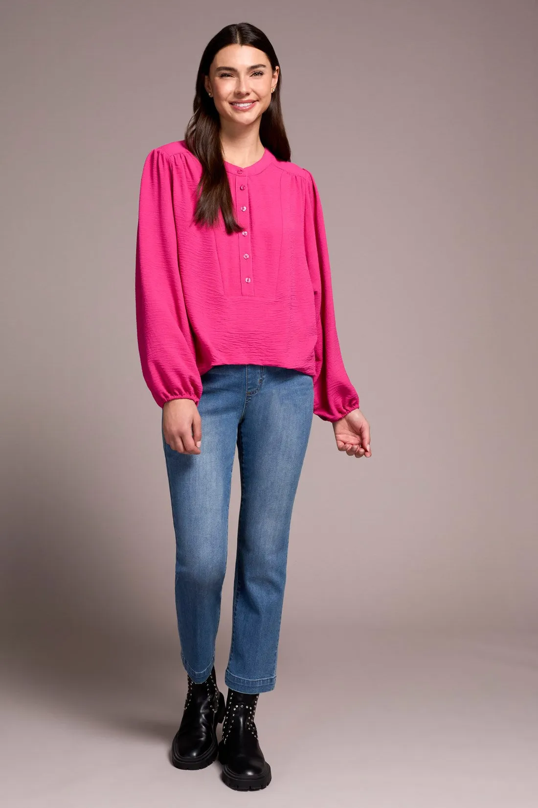 Airflow Long Sleeve Mandarin Collar Blouse-Cherrypink sold by Tribal product image thumbnail 2