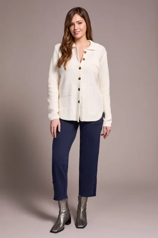 Special Wash Sweater Cardigan-Cream sold by Tribal