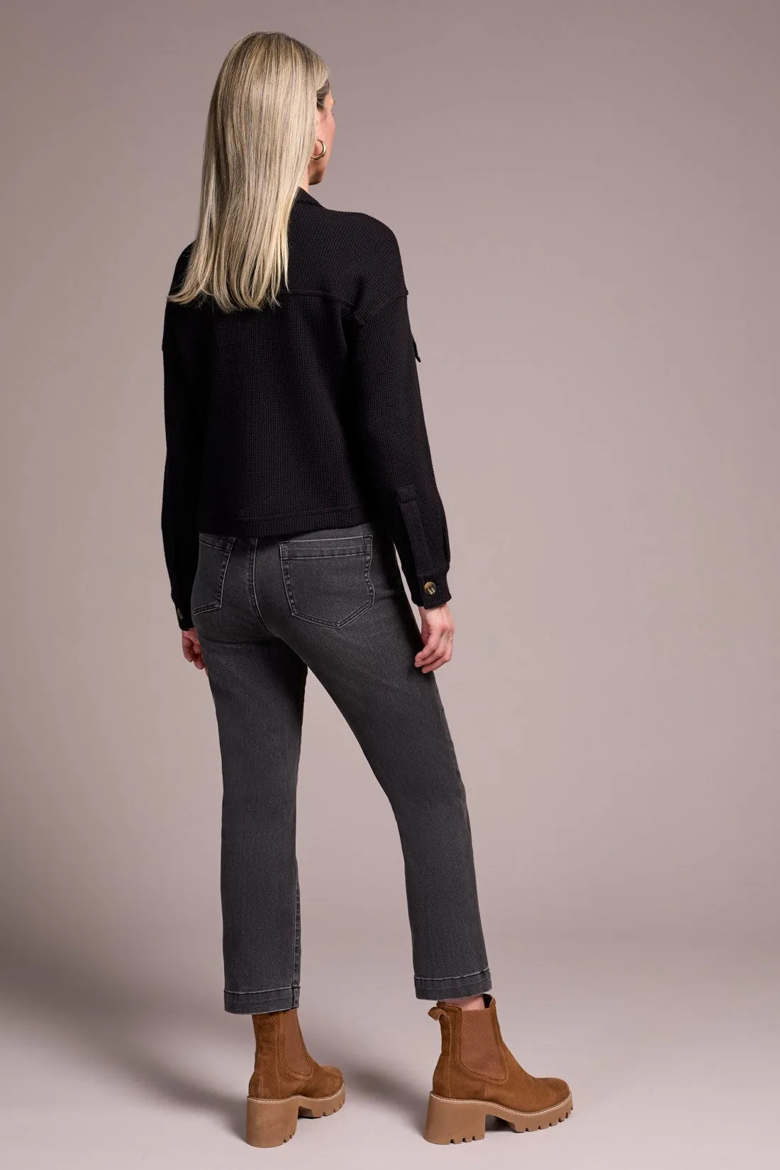 Brushed Waffle Knit Shacket-Black sold by Tribal product image thumbnail 4