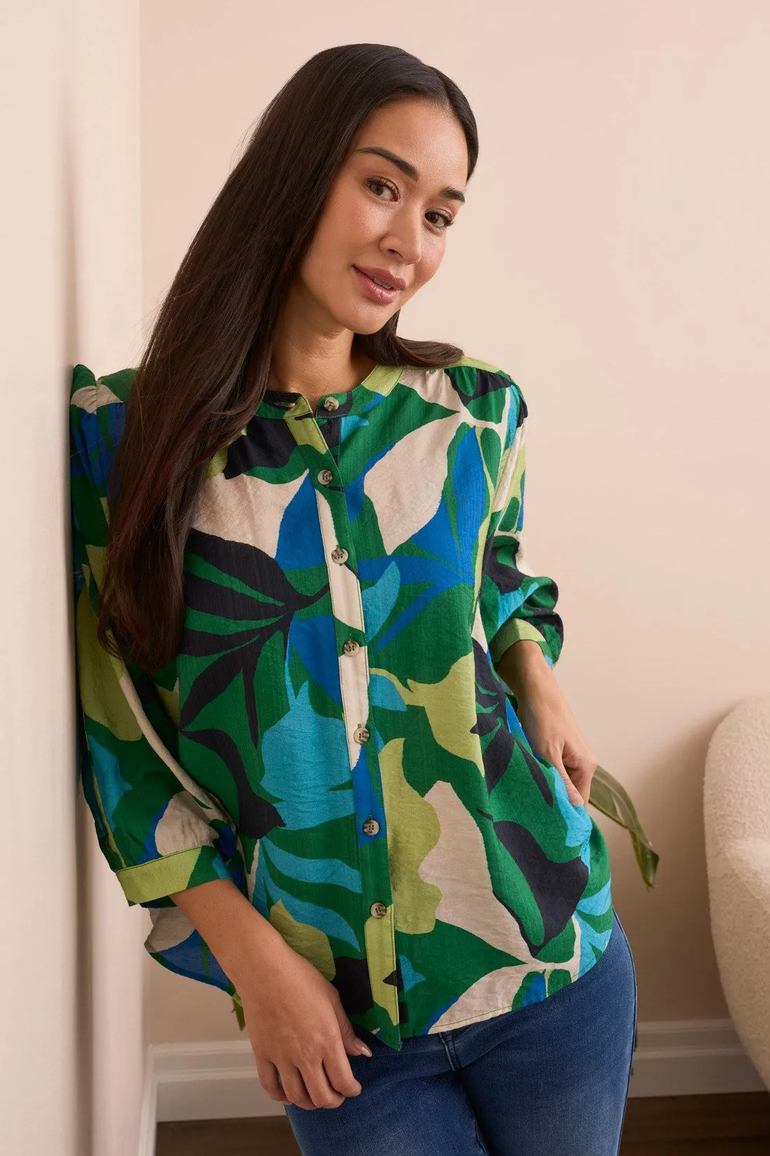 Flowy Dolman Sleeve Blouse-Fieldgreen sold by Tribal product image thumbnail 2