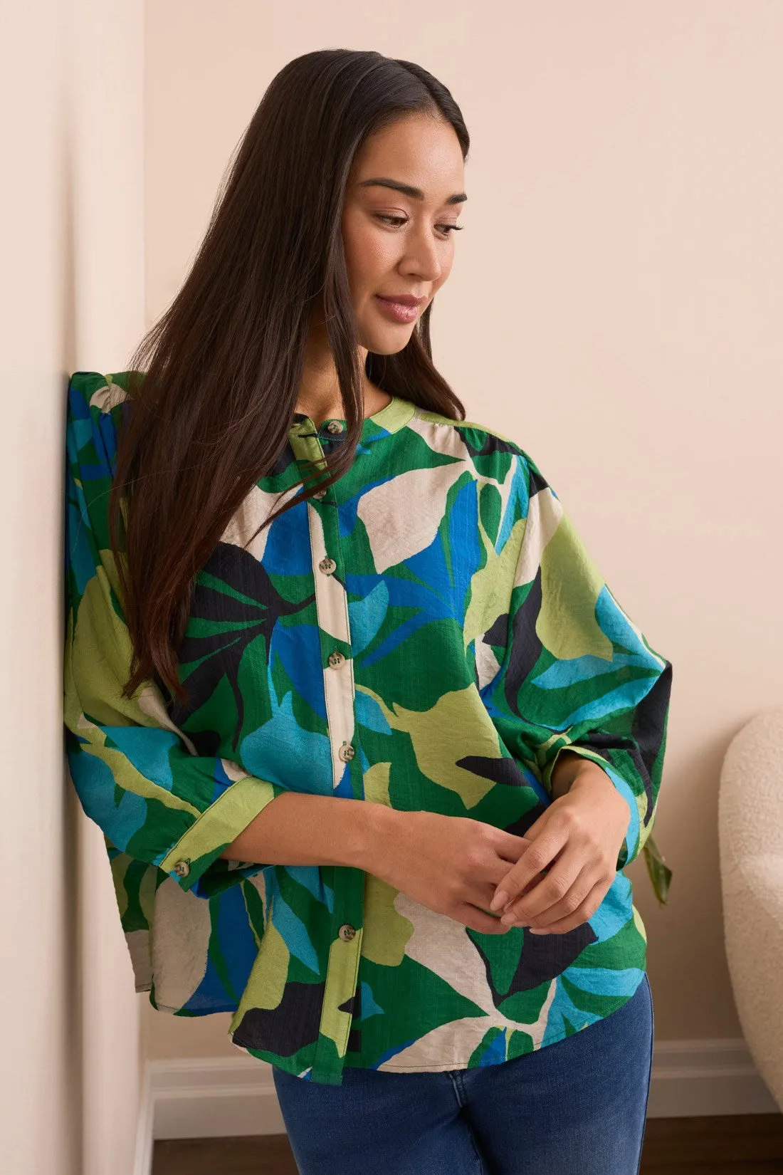 Flowy Dolman Sleeve Blouse-Fieldgreen sold by Tribal product image thumbnail 3