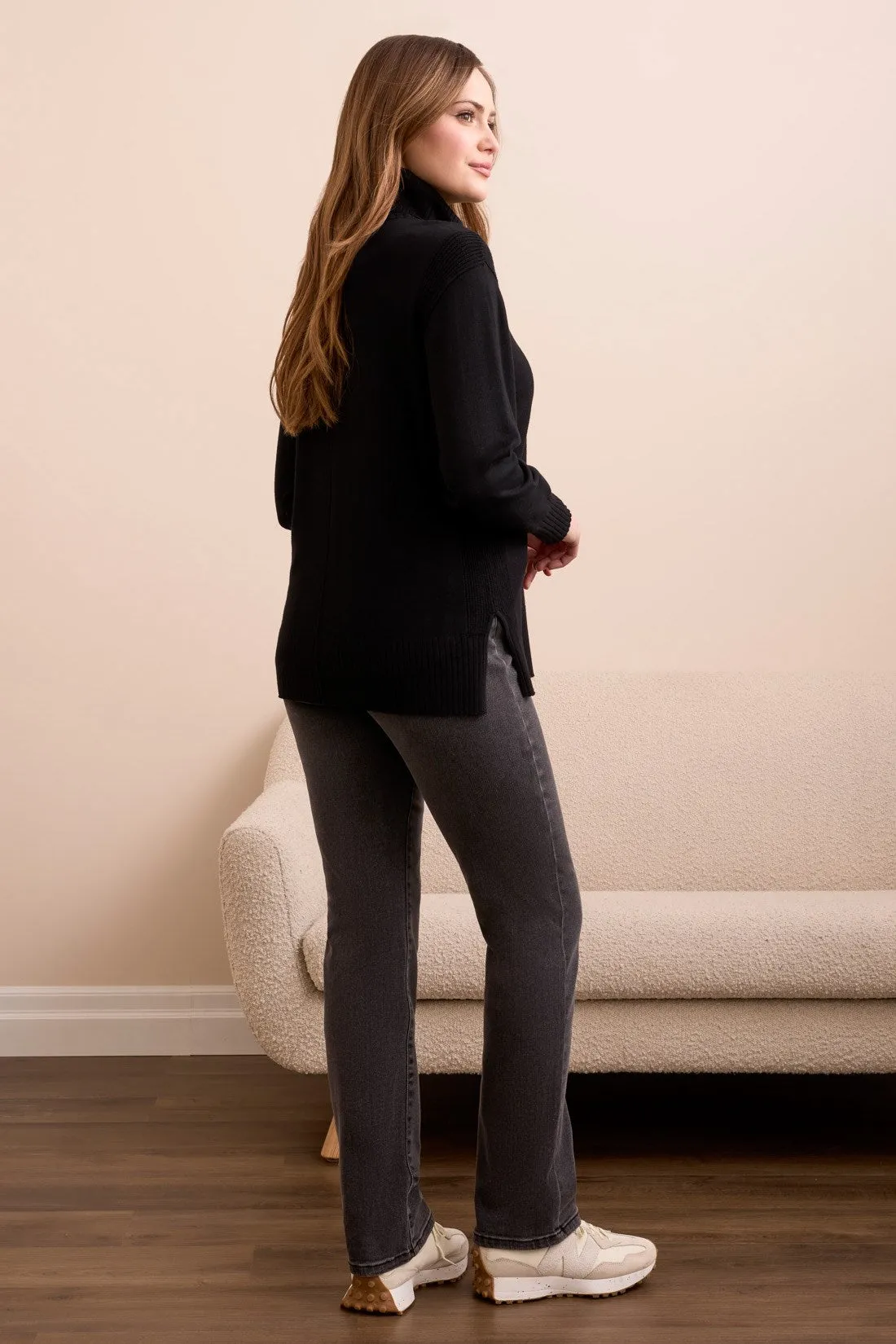 Drop Shoulder Turtle Neck Sweater-Black sold by Tribal product image thumbnail 3