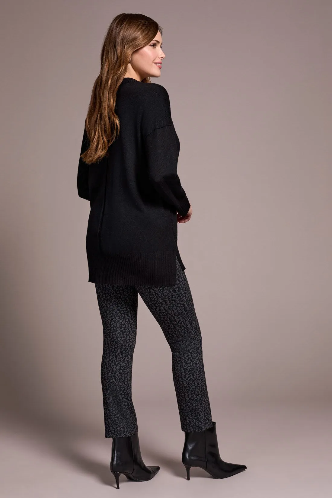 Drop Shoulder Crew Neck Tunic Sweater-Black sold by Tribal product image thumbnail 4