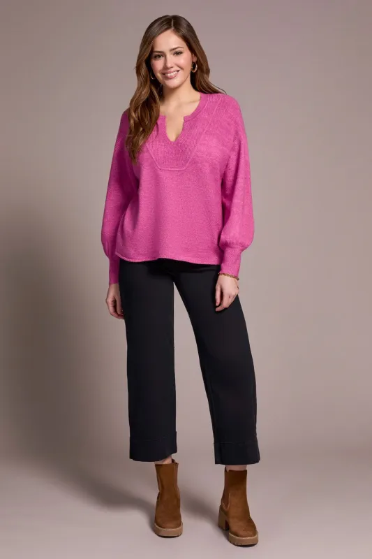 Mandarin Collar Long Puff Sleeve Sweater-Cameo sold by Tribal