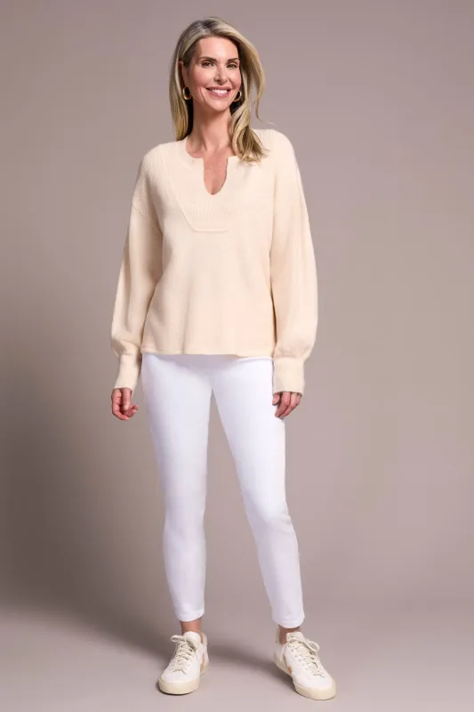 Mandarin Collar Long Puff Sleeve Sweater-Moonstone sold by Tribal