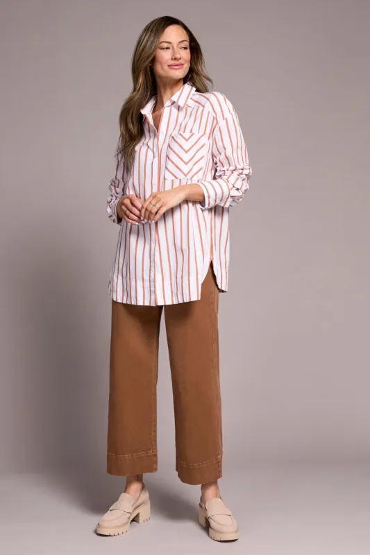 Stripe Button-Front Dress Shirt-Bran sold by Tribal