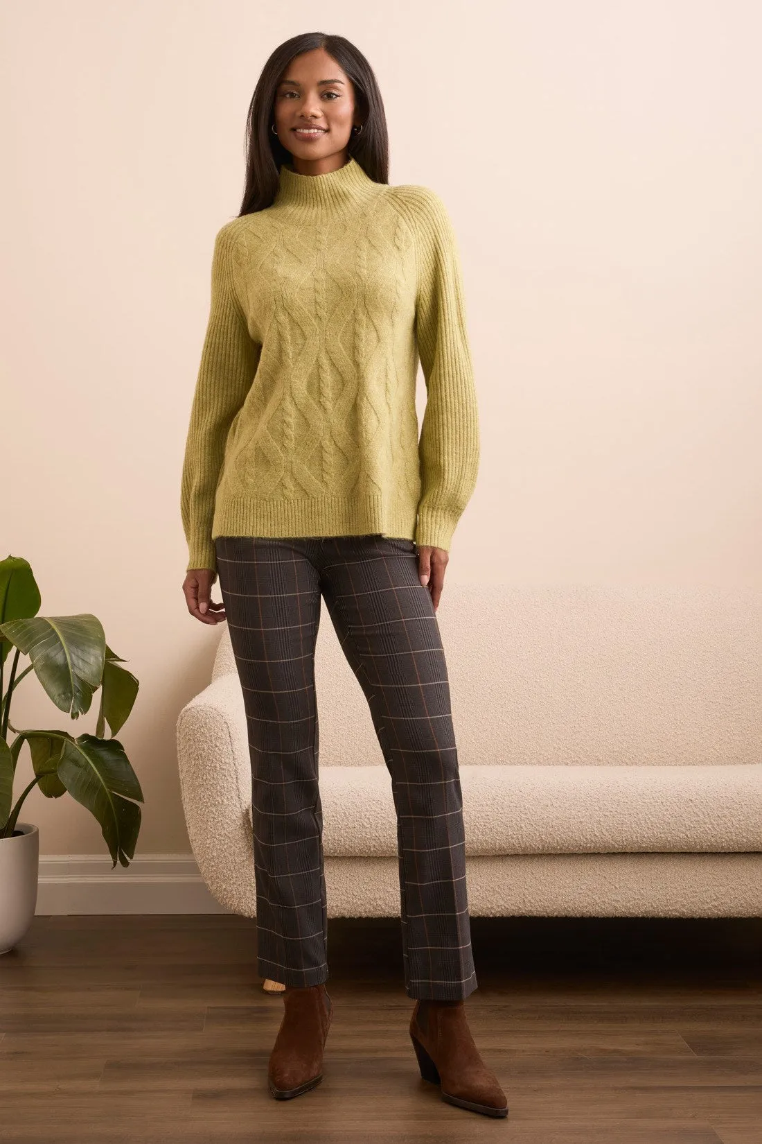 Long Puff Sleeve Mock Neck Sweater-Leek sold by Tribal product image thumbnail 2