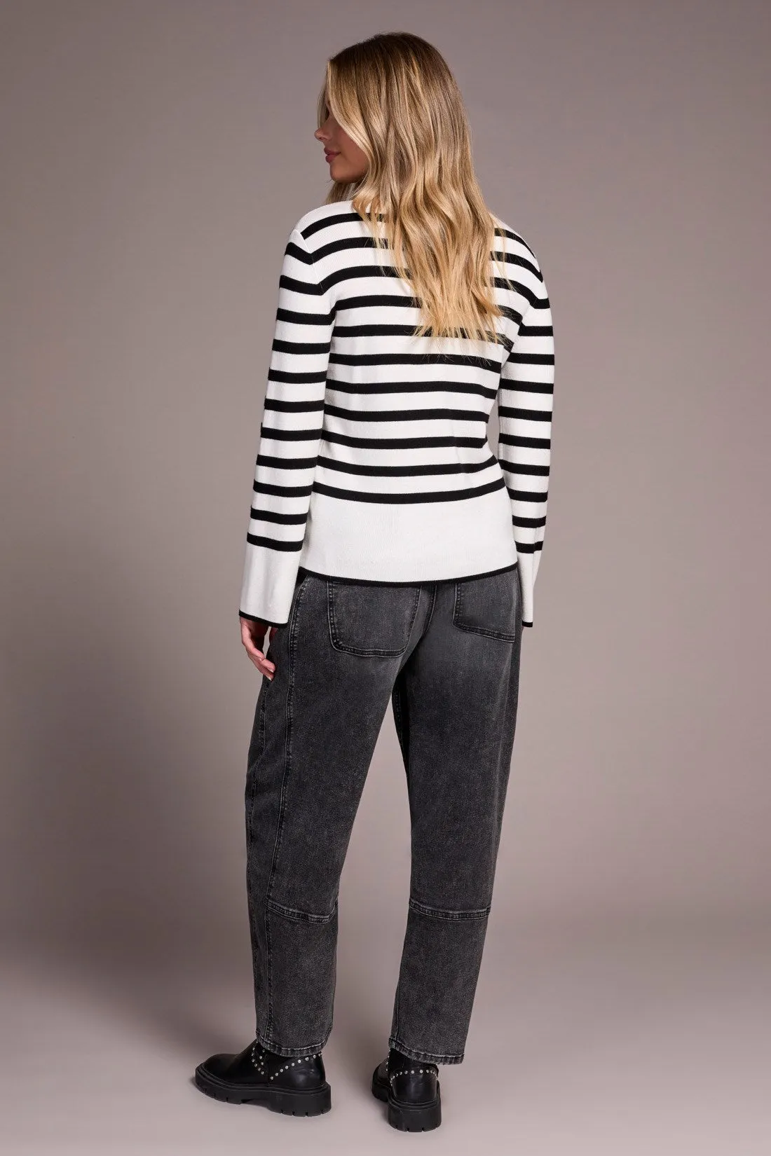 Lightweight Mock Neck Striped Sweater-Cream sold by Tribal product image thumbnail 4