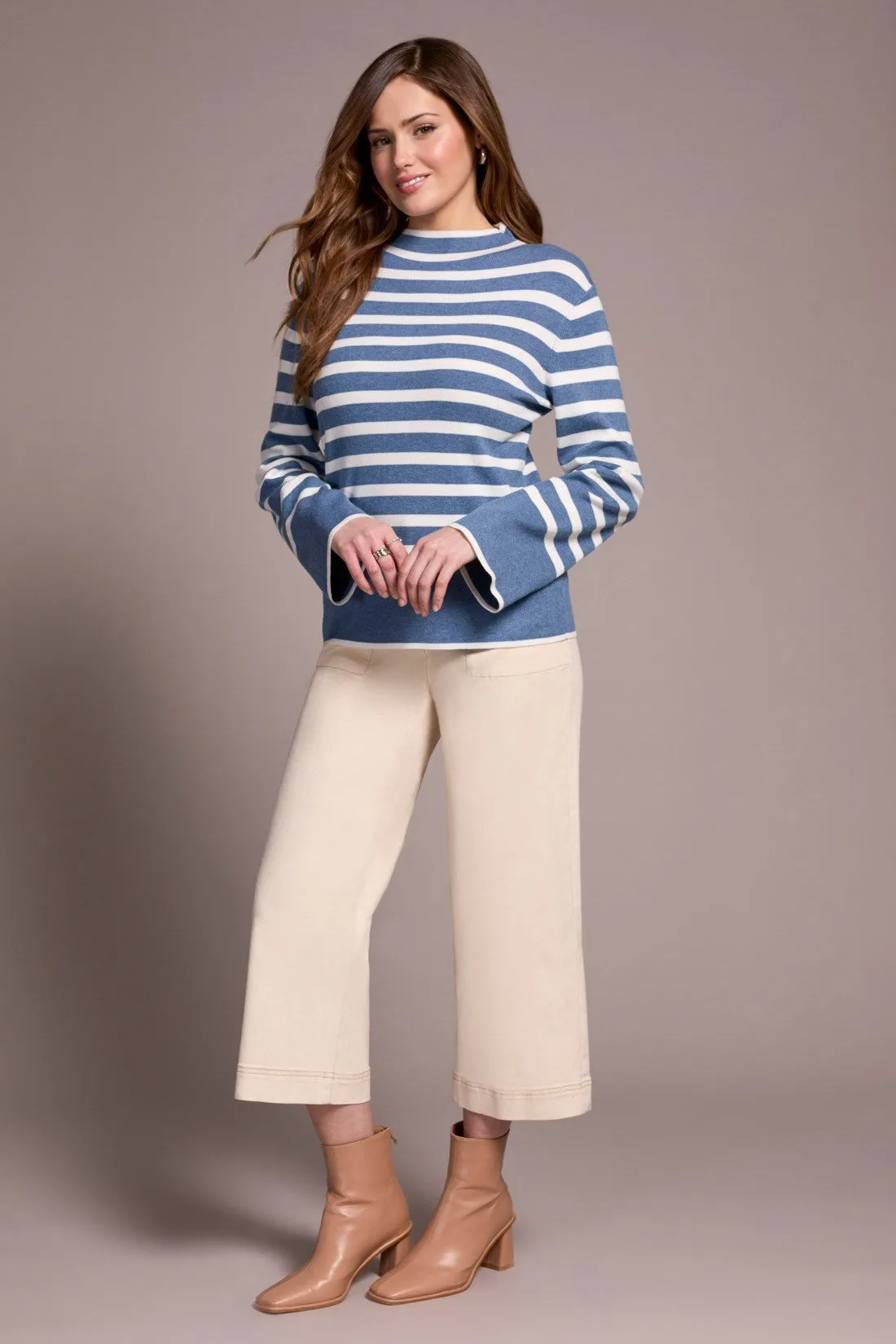 Lightweight Mock Neck Striped Sweater-H slate sold by Tribal product image thumbnail 2