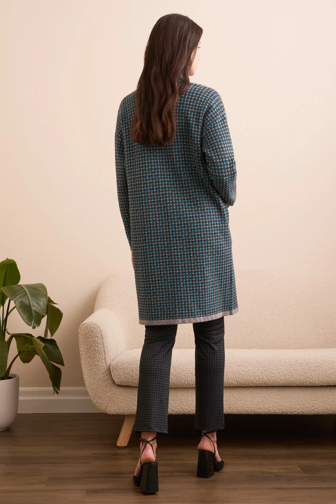 Double Knit Long Plaid Coatigan-Charcoal sold by Tribal product image thumbnail 4