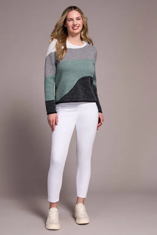 Fuzzy Double Knit Crew Neck Sweater-Silverpine sold by Tribal