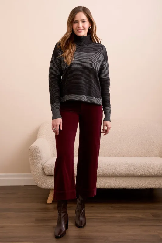 2-Tone Turtleneck High Low Sweater-Black made by Tribal