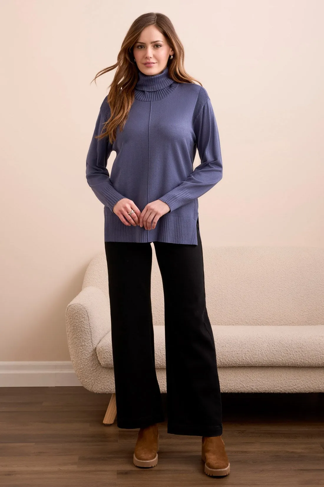 Drop Shoulder Turtle Neck Sweater-Marine sold by Tribal product image thumbnail 2