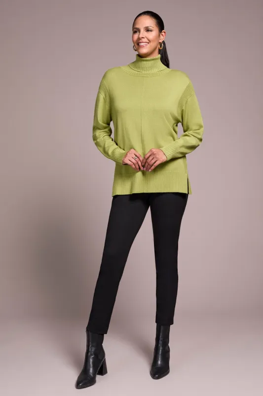 Drop Shoulder Turtle Neck Sweater-Wasabi sold by Tribal