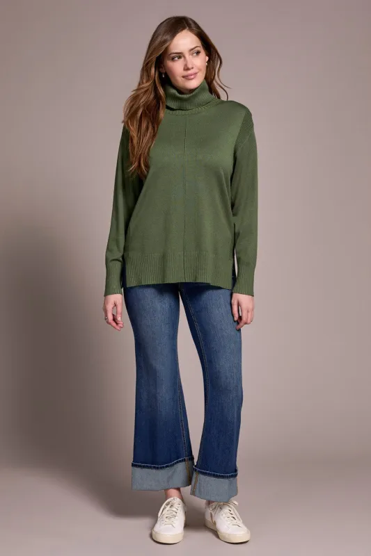 Drop Shoulder Turtle Neck Sweater-Chive sold by Tribal
