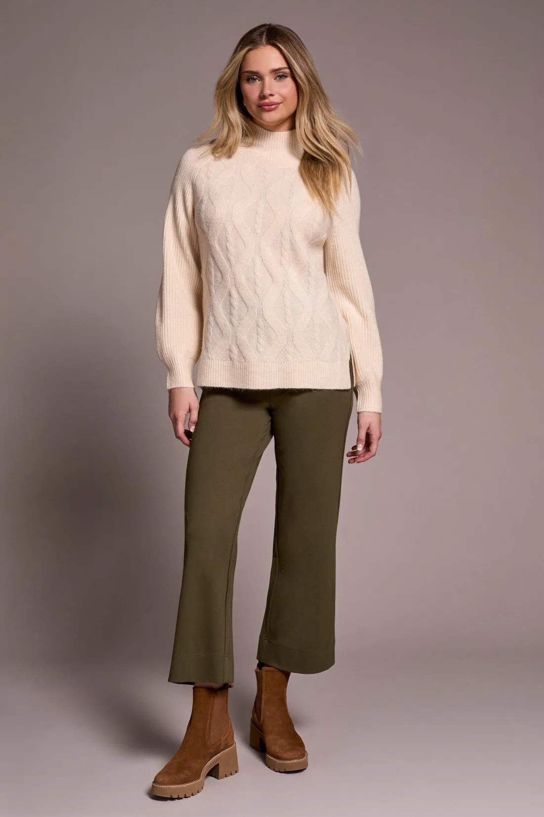 Long Puff Sleeve Mock Neck Sweater-Moonstone sold by Tribal