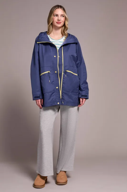 Water Repellent Lightweight Hooded Coat-Marine sold by Tribal