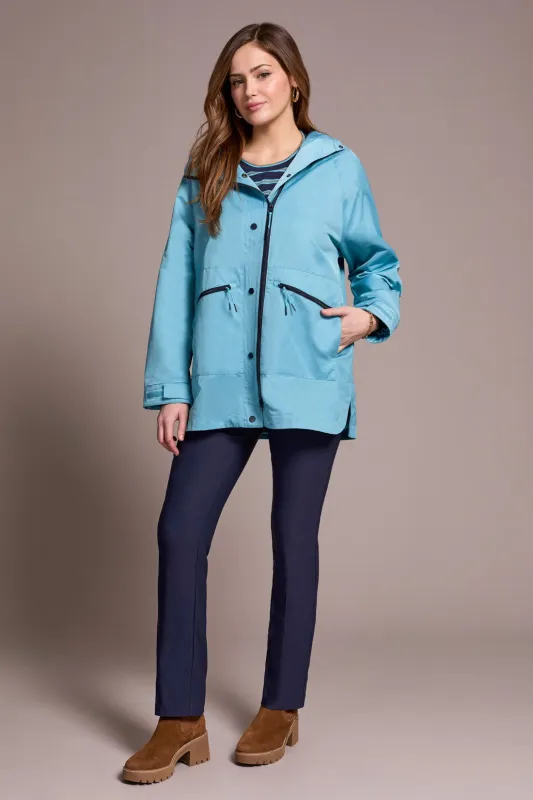 Water Repellent Lightweight Hooded Coat-Mistblue sold by Tribal